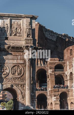 Arco di Costantino al Colosseo, Roma, Lazio, Italia, Europa Foto Stock