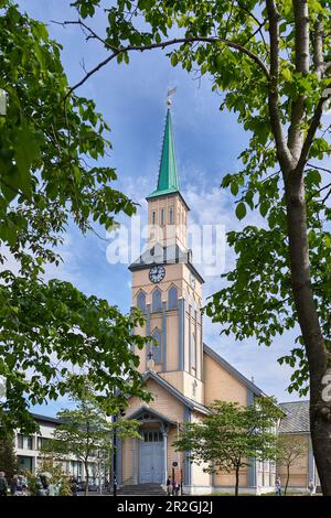 Cattedrale di Tromsø Chiesa protestante dal 1861, che - insolito per la regione - è stato costruito principalmente in legno, Kirkegata 7, 9008 Tromsø, Norvegia Foto Stock