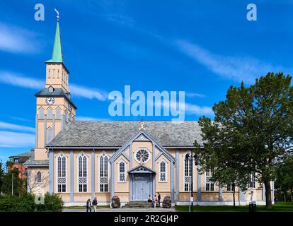 Cattedrale di Tromsø Chiesa protestante dal 1861, che - insolito per la regione - è stato costruito principalmente in legno, Kirkegata 7, 9008 Tromsø, Norvegia Foto Stock