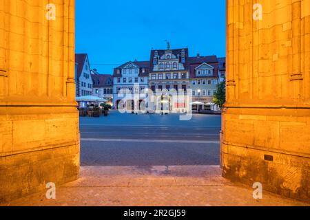 Vista dal municipio di Erfurt al mercato del pesce, Erfurt, Turingia, Germania Foto Stock