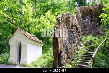 Roccia crescente di Usterling vicino Landau an der Isar in Niederbayern, Baviera, Germania Foto Stock