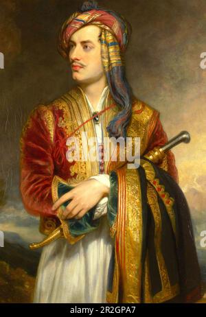 LORD BYRON (1788-1824) poeta romantico inglese in abito albanese dipinto da Thomas Phillips nel 1814 Foto Stock