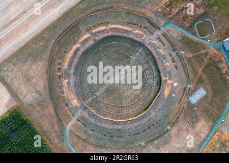 Ring santuario Pömmelte, canale circolare preistorico, Schönebeck, Sassonia-Anhalt, Germania Foto Stock