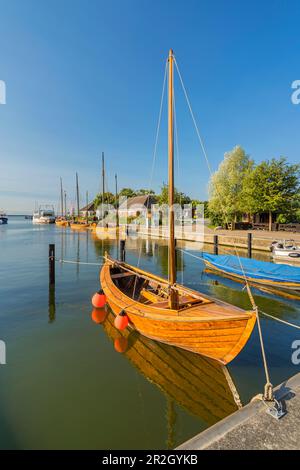 Nel porto di Wustrow, Fischland-Darss-Zingst, Meclemburgo-Pomerania occidentale, Germania Foto Stock