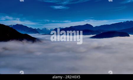 Alba sul Lago di Lugano, Ticino, Svizzera Foto Stock