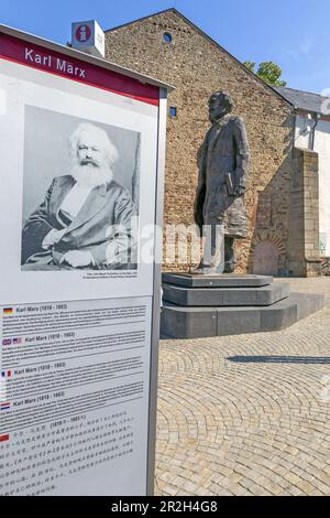 Statua di Karl Marx, monumento a Simeonstiftplatz, luogo di nascita di Karl Marx, Treviri Foto Stock