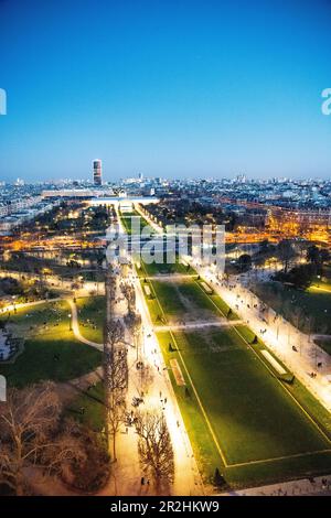 Vista dalla Torre Eiffel a Parigi, Francia. Foto Stock