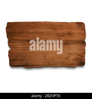 Pannello di legno vuoto isolato su bianco. Modello per il design Foto Stock