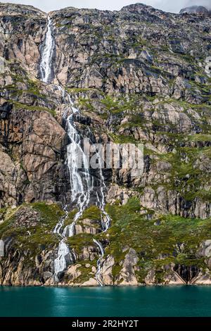 Paesaggio in Prins Christian Sund, comune di Kujalleq, Nanortalik, Groenlandia Foto Stock