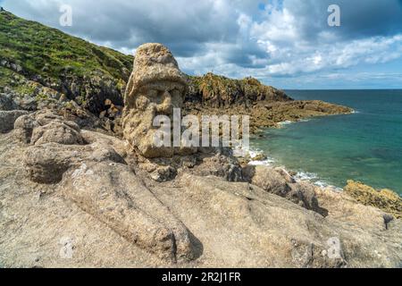 Les Roches Sculptés sculture in granito a Rothéneuf, Saint Malo, Bretagna, Francia Foto Stock