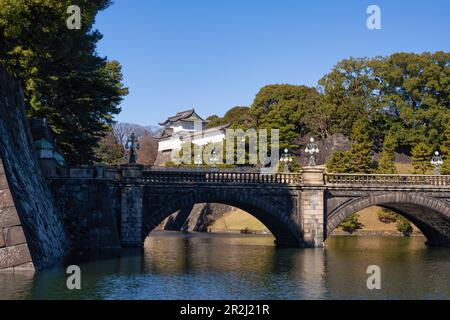 Vista del Palazzo Imperiale del Giappone, Tokyo, Honshu, Giappone, Asia Foto Stock