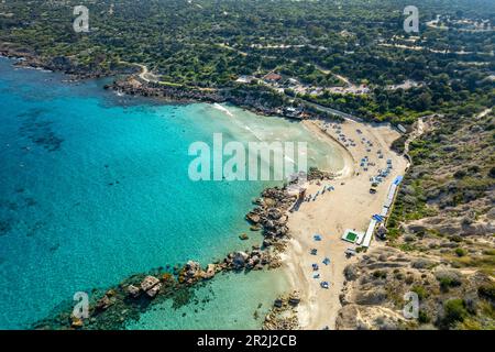 Konnos Beach a Protaras visto dall'aria, Cipro, Europa Foto Stock