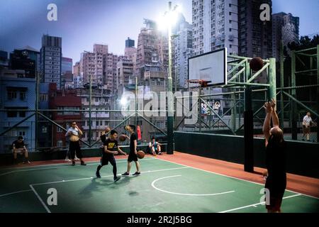 Illustrazione della vita quotidiana a Hong Kong Foto Stock