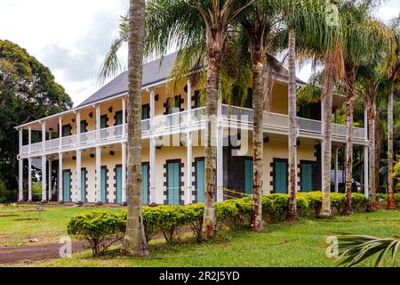 L'edificio le Château de Mon Plaisir nel Pamplemousses Gardens Vei Port Luis, Mauritius, Oceano Indiano Foto Stock