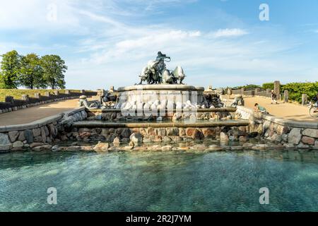 La fontana Gefion (Gefionspringvandet) al porto di Copenaghen, Danimarca, Europa Foto Stock