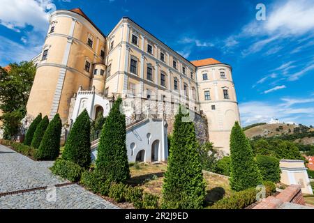 Castello di Mikulov, Moravia meridionale, Repubblica Ceca Foto Stock