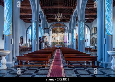 Interno della Chiesa di Santa María de la Concepcion in Valverde, capitale dell'isola di El Hierro, Isole Canarie, Spagna Foto Stock