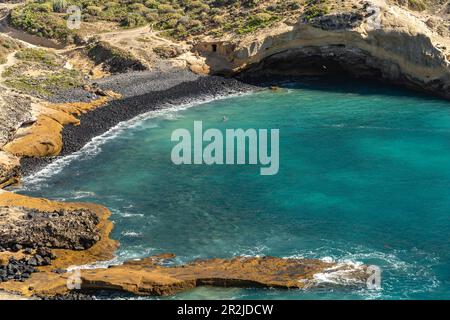 Black Beach a Costa Adeje, Tenerife, Isole Canarie, Spagna Foto Stock
