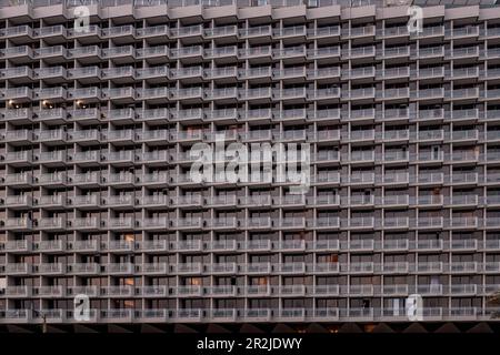 Vista grafica dell'Hilton Hotel a Tel Aviv, Israele, Medio Oriente, Asia Foto Stock