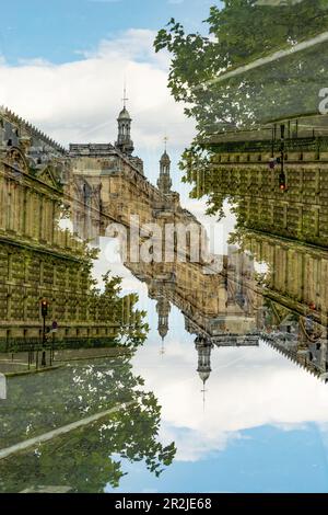 Doppia esposizione degli edifici dell'Ecole du Louvre visto dal Quai Franccois Mitterrand di Parigi, Francia. Foto Stock