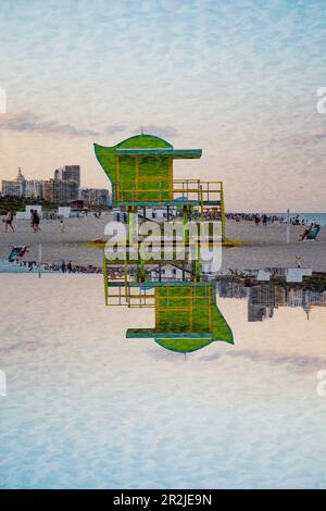 Green bagnino torre a South Miami Beach, Florida Foto Stock