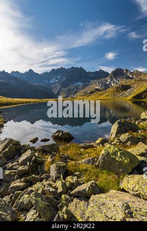 Radsee, Totenfeldkopf, Bieltal, Silvretta Group, Tirolo, Austria Foto Stock