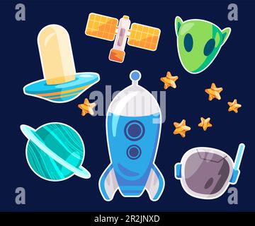 helm astronout spazio razzo universo galassia ufo trasporto astronave alieno e urano anello pianeta sfera Illustrazione Vettoriale