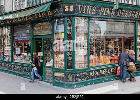 Facciata di un delikatessen in Rue du Faubourg Montmartre, Parigi, Francia, Europa Foto Stock