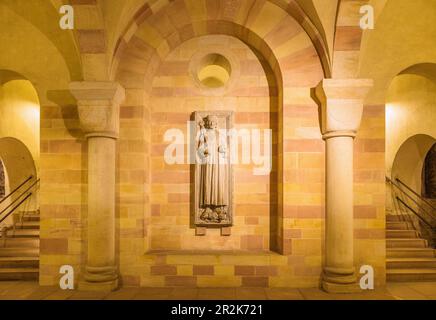 Speyer, Cattedrale di Santa Maria e Santo Stefano, cripta frontale, epitaffio di Rudolf i di Asburgo Foto Stock