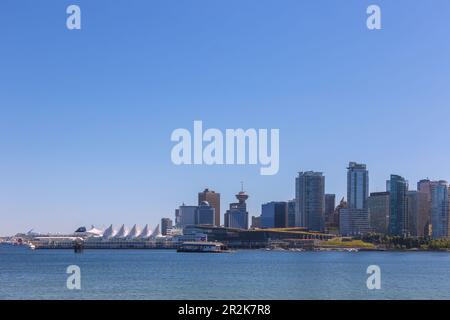 Vancouver, Coal Harbour, Centro Congressi e Canada Place, vista da Stanley Park, Hallelujah Point Foto Stock