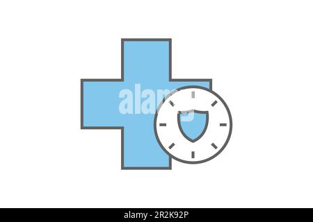 Concetto di assicurazione a lungo termine icona. Tipo di assicurazione sanitaria, Assistenza medica dopo un incidente sul lavoro. Design a icone a due tonalità. Semplice modifica del disegno vettoriale Illustrazione Vettoriale