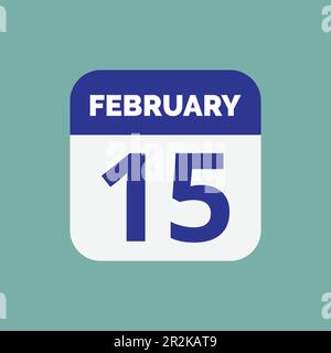 Appartamento Febbraio 15 Calendario icona Stock Vector Illustrazione Vettoriale