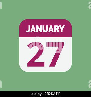 Flat Gennaio 27 calendario icona Stock Vector Illustrazione Vettoriale