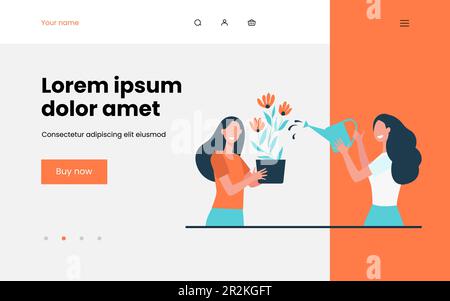 Amico femmina pianta casa crescente Illustrazione Vettoriale