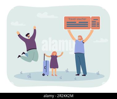 Buono di viaggio per la famiglia in possesso di una madre Illustrazione Vettoriale