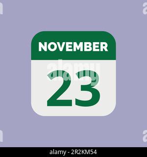 Novembre 23 icona Data calendario Illustrazione Vettoriale