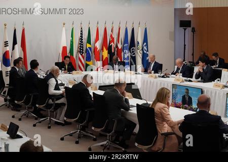 Hiroshima, Giappone. 20th maggio, 2023. I leader e i delegati partecipano alla seconda giornata del vertice G7 di sabato 20 maggio 2023 a Hiroshima, in Giappone. Il Giappone ospita il summit del G7 a Hiroshima dal 19-22 maggio. Foto di G7 Hiroshima Summit/ Credit: UPI/Alamy Live News Foto Stock