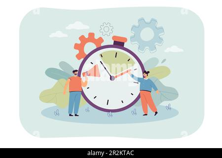 Uomo con megafono e donna che tiene la mano dell'ora Illustrazione Vettoriale