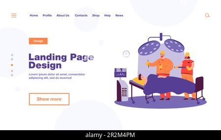 Team di chirurghi esperti che trattano il paziente sul tavolo operatorio Illustrazione Vettoriale