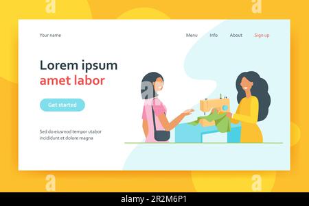 Tessuto da cucire su misura per il cliente femminile alla macchina Illustrazione Vettoriale