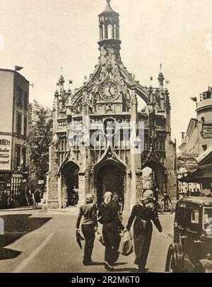 La croce del 15th ° secolo a Chichester , Sussex come era poco prima dell'inizio della seconda guerra mondiale nel 1939. Foto Stock