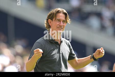 Londra, Regno Unito. 20th maggio, 2023. Thomas Frank Manager del Brentford FC durante la partita di Spurs vs Brentford Premier League al Tottenham Hotspur Stadium di Londra. Credit: MARTIN DALTON/Alamy Live News Foto Stock