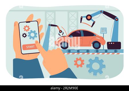 Controllo a distanza della robotica che fa le automobili Illustrazione Vettoriale