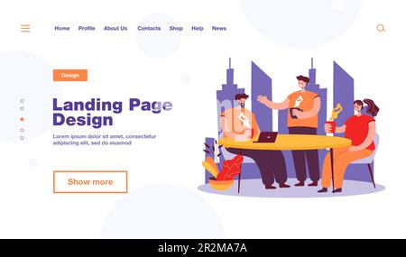 Brainstorming dei dipendenti durante la pausa caffè Illustrazione Vettoriale