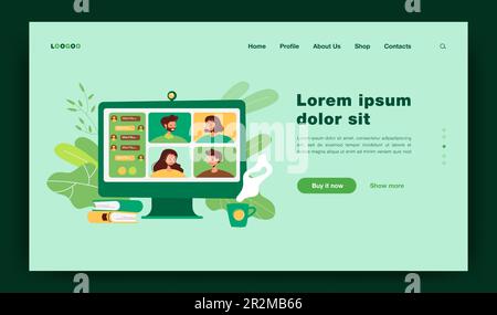 Persone che si incontrano online tramite videoconferenza Illustrazione Vettoriale