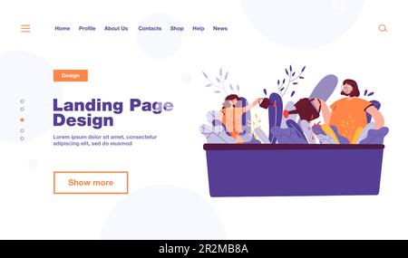 Madre e figlia di impianti di irrigazione in giardino Illustrazione Vettoriale