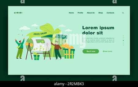 Cartone animato Happy People che vince con l'estrazione a premi Illustrazione Vettoriale