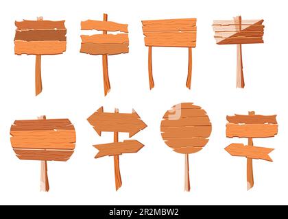 Set di illustrazioni vettoriali con canti in legno di diverse forme Illustrazione Vettoriale