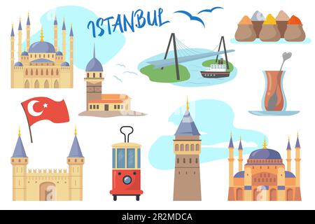 Set di simboli tradizionali di Istanbul Illustrazione Vettoriale