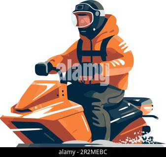 Uomo in moto in sport invernali estremi su bianco Illustrazione Vettoriale